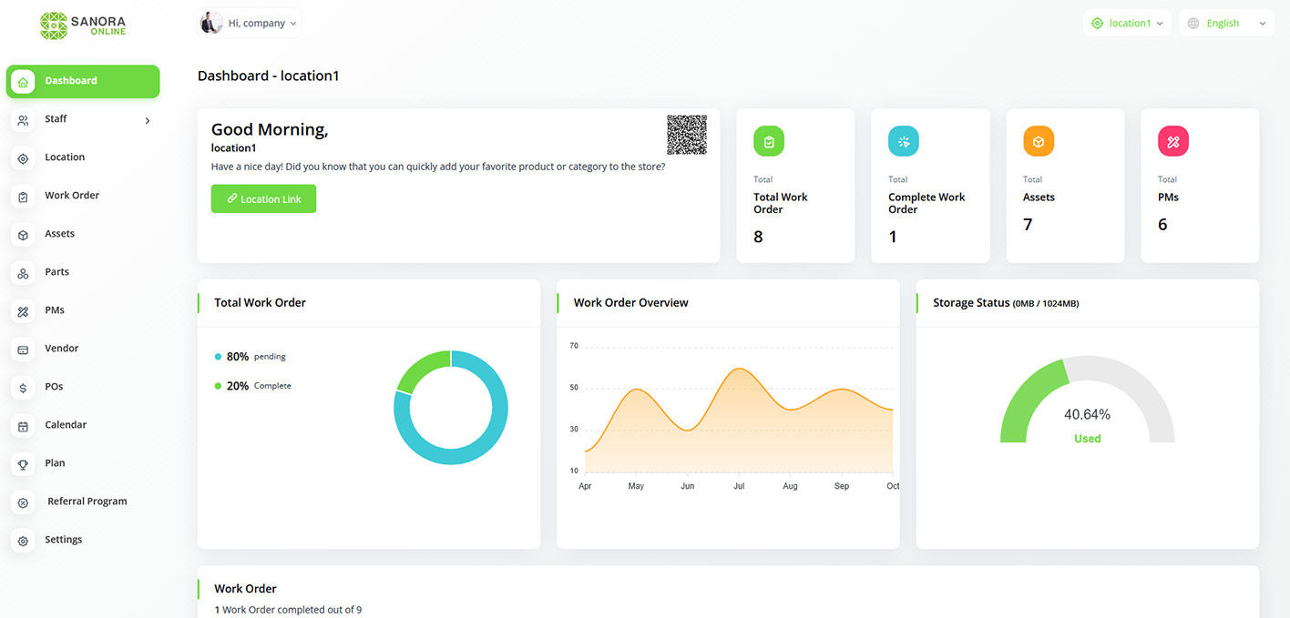 Sanora.online CMMS, maintenance management system tool, get started for free!